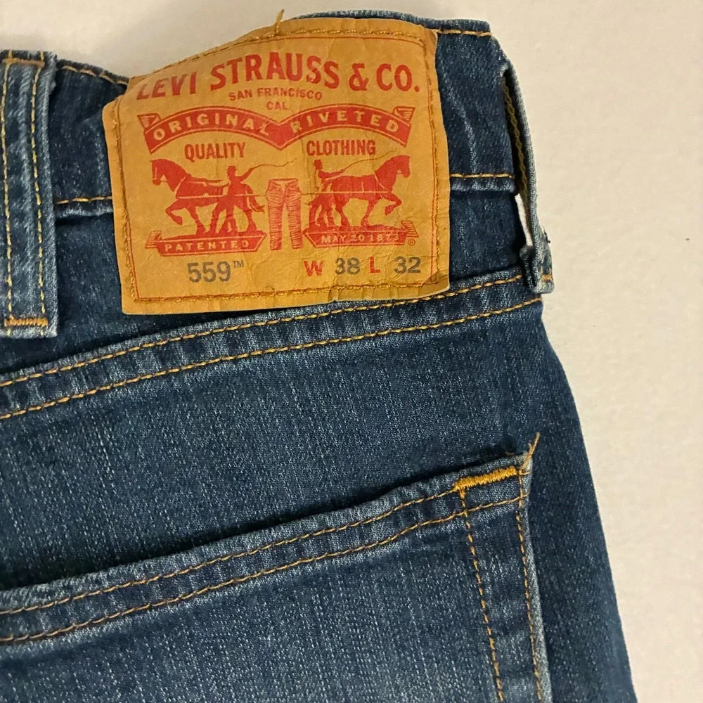 Levis 559 Relaxed Straight‎ Jeans Mens 38x32 (Fits 38x31) Dark Wash Denim Pants